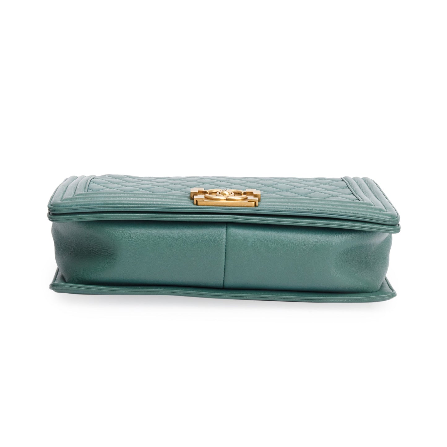 Chanel Green Quilted Lambskin Leather Large Boy Bag