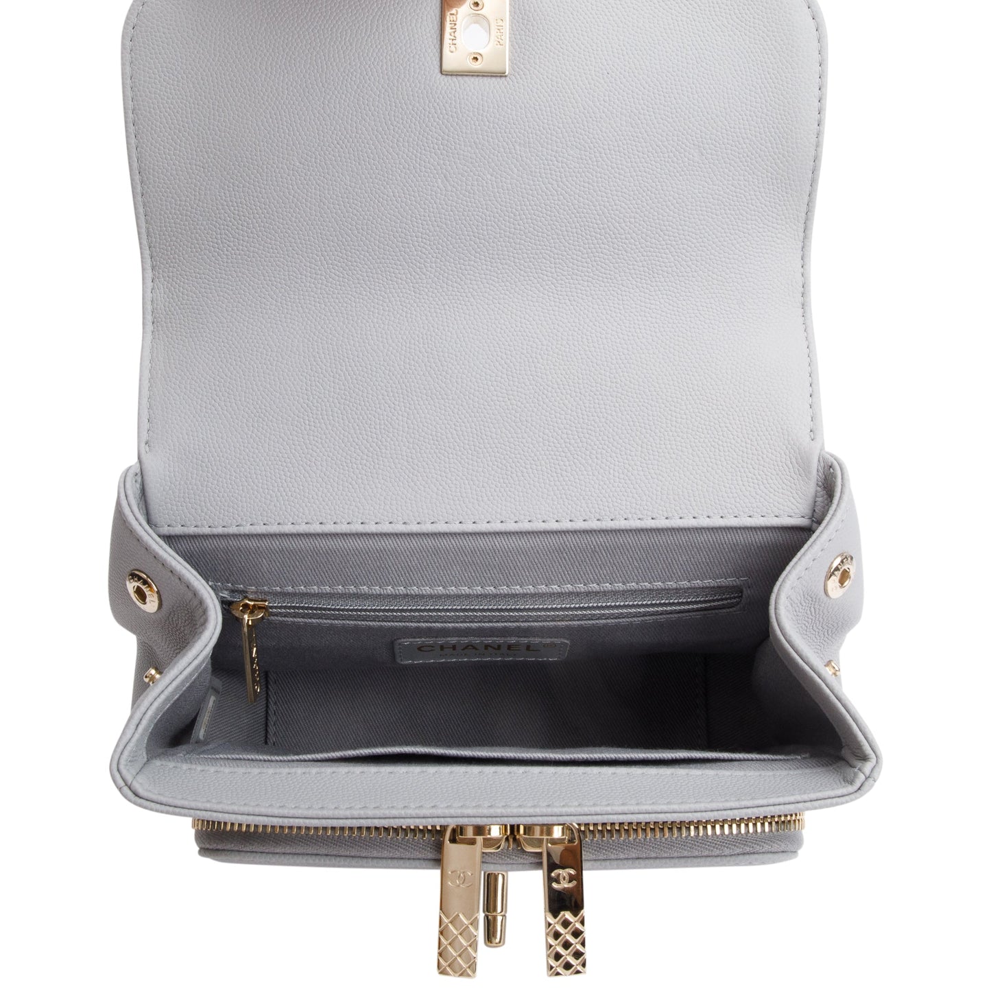 Chanel Grey Caviar Leather Small Business Affinity Flap Bag