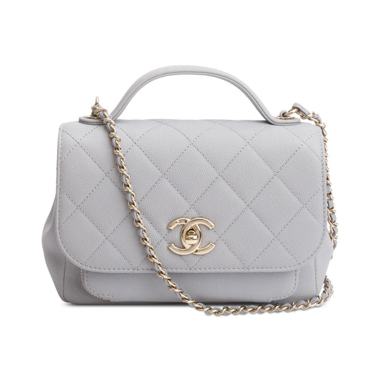 Chanel Grey Caviar Leather Small Business Affinity Flap Bag