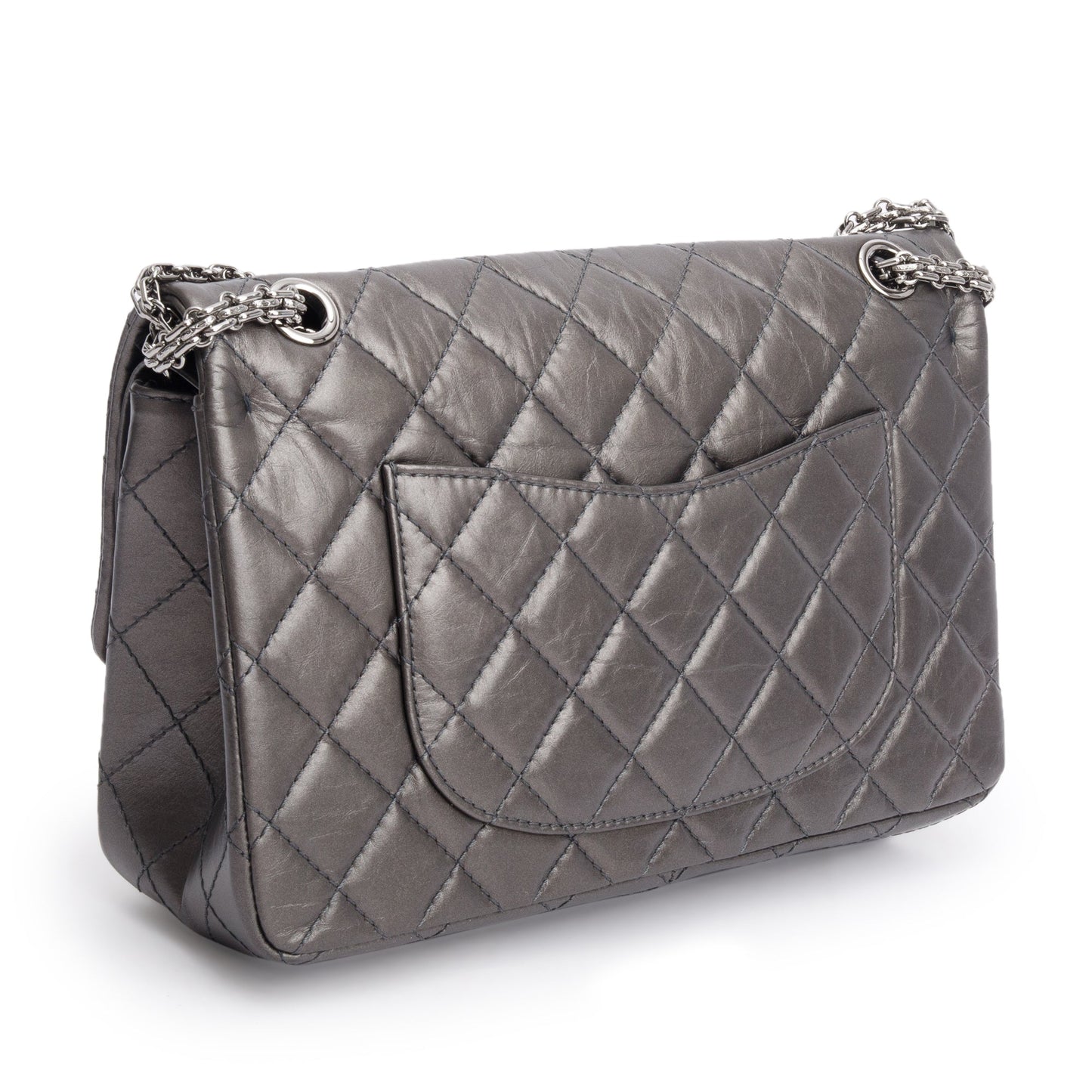 Chanel Grey Metallic Aged Calfskin Leather 2.55 Reissue 226 Double Flap Bag