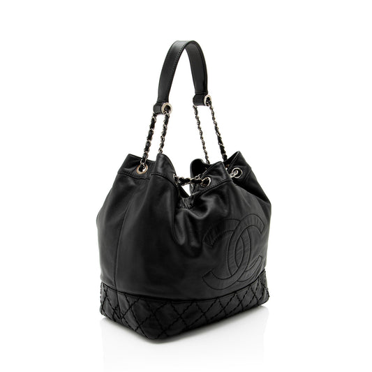Chanel Lambskin CC Drawstring Bucket Bag
