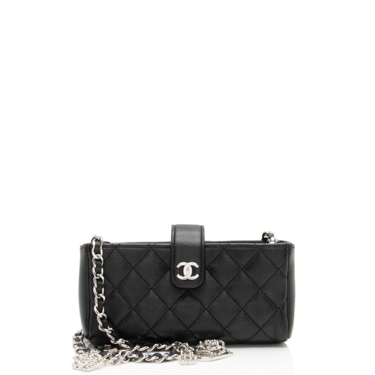 Chanel Lambskin Valentine Charms Mini Phone Holder Crossbody