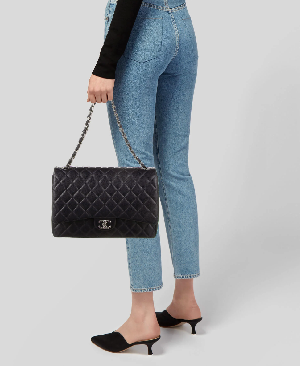 Luxury Chanel Classic Blue Maxi Double Flap Bag