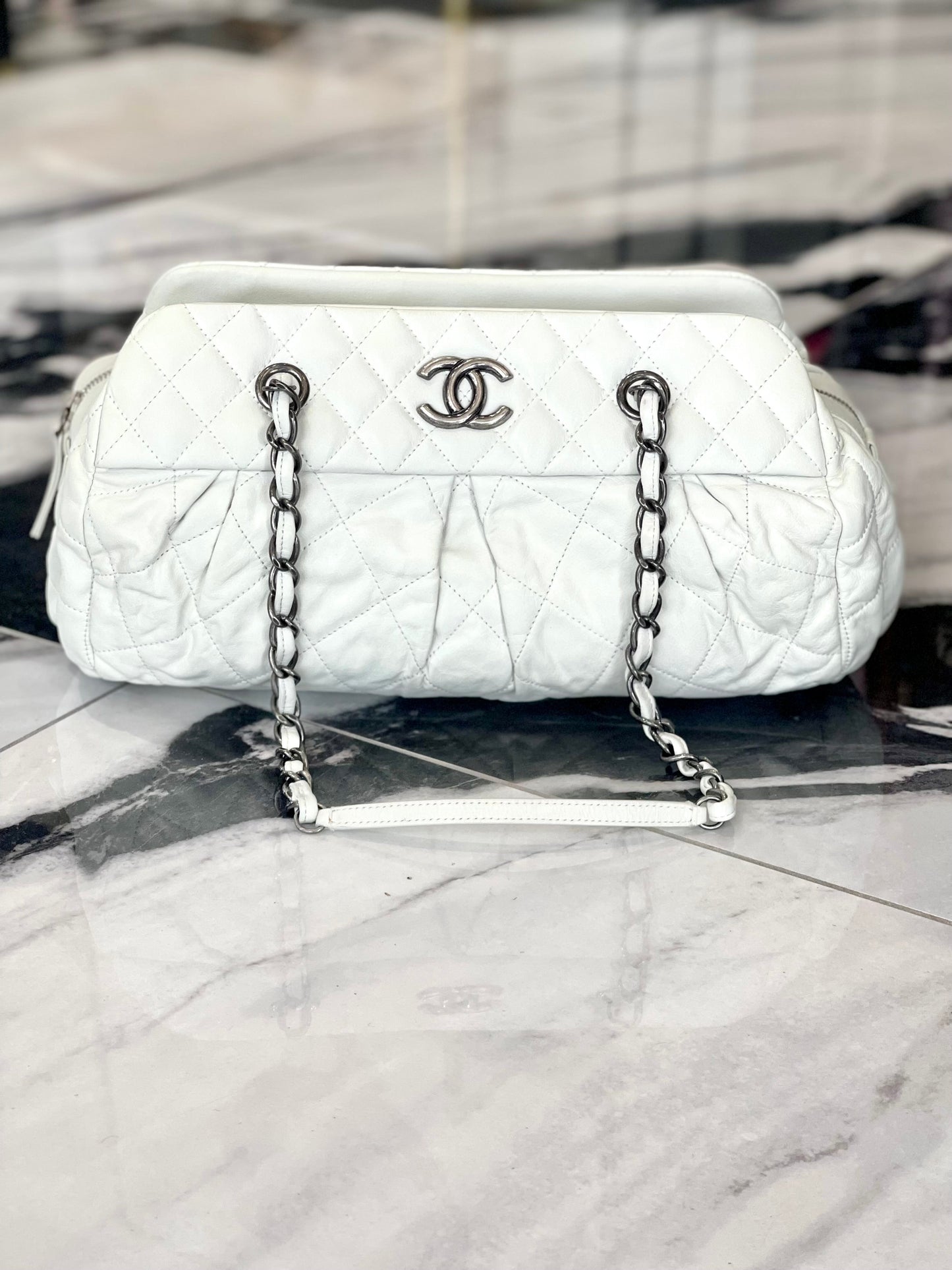 Luxury Chanel Iridescent Quilted Calfskin Medium Bowler Bag
