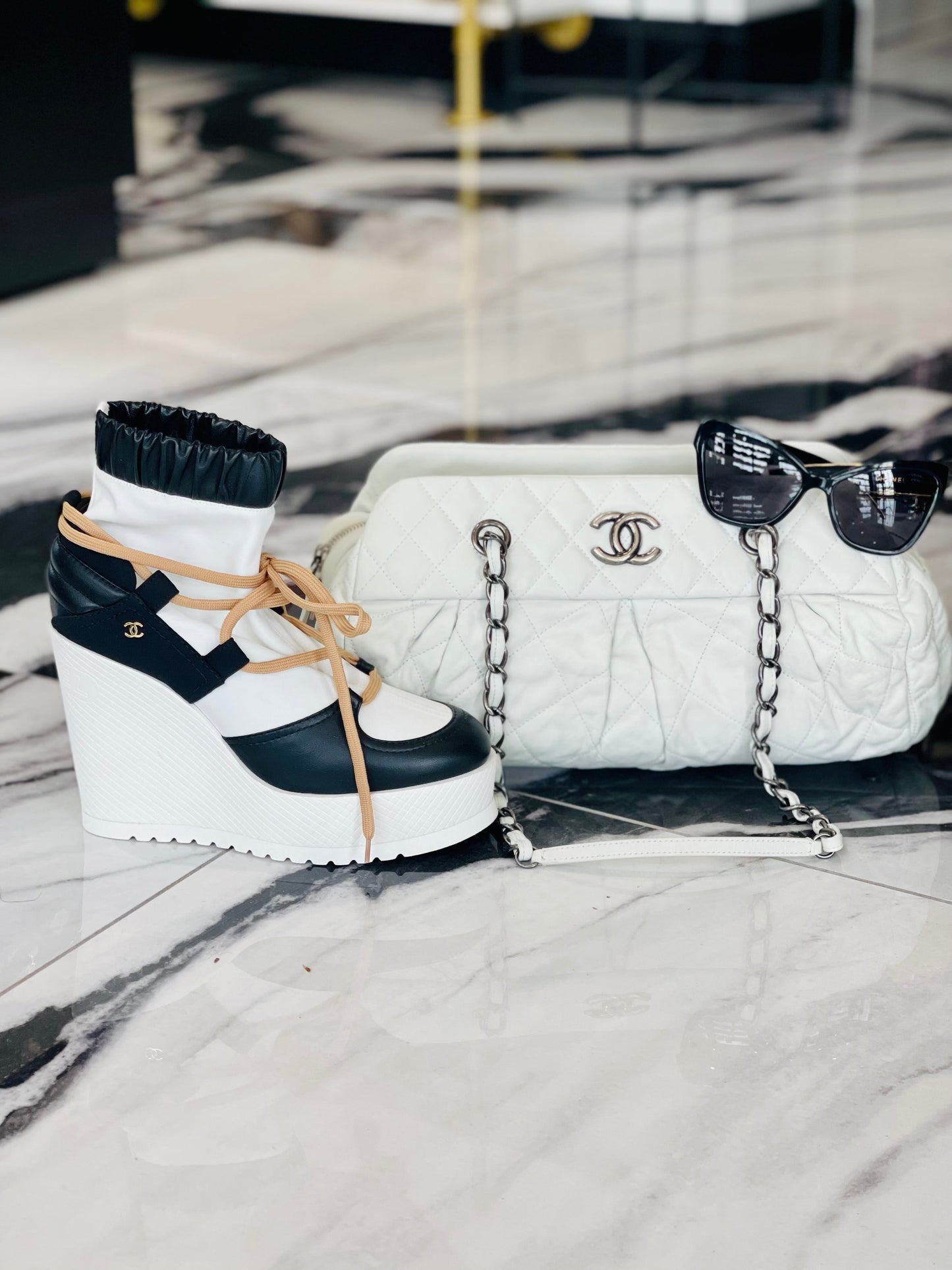 Luxury Chanel Iridescent Quilted Calfskin Medium Bowler Bag