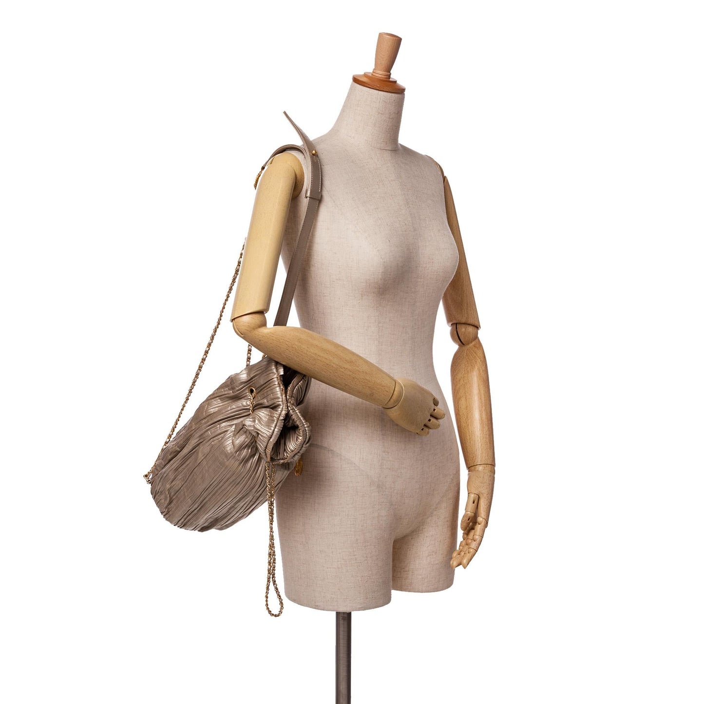 Chanel Medium Metallic Calfskin Coco Pleats Drawstring Backpack