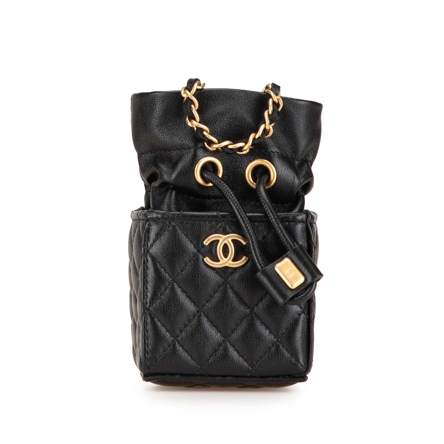 Chanel Mini Calfskin Square Drawstring Bucket Bag (SHG-wJSkso)