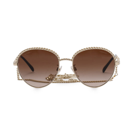 Chanel Pantos Interlocking CC Logo Removable Chain Sunglasses