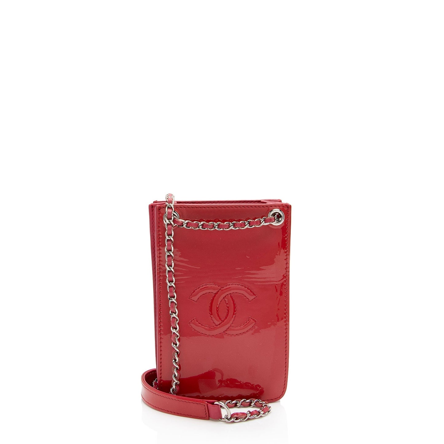 Luxury Chanel Patent Leather CC Phone Holder Crossbody (SHF-8mTe1i)