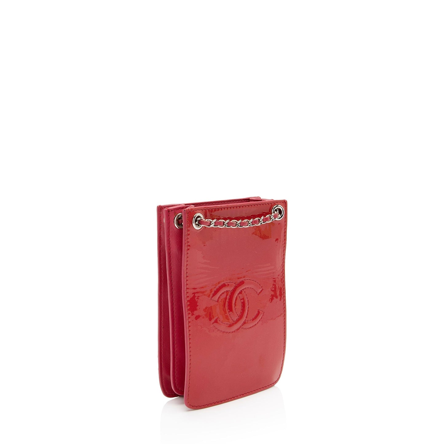 Luxury Chanel Patent Leather CC Phone Holder Crossbody (SHF-8mTe1i)