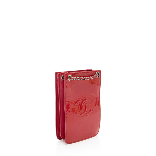 Luxury Chanel Patent Leather CC Phone Holder Crossbody (SHF-8mTe1i)