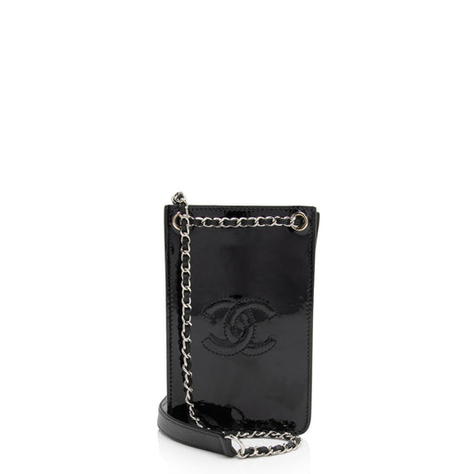 Luxury Chanel Patent Leather CC Phone Holder Crossbody (SHF-VnP7Do)