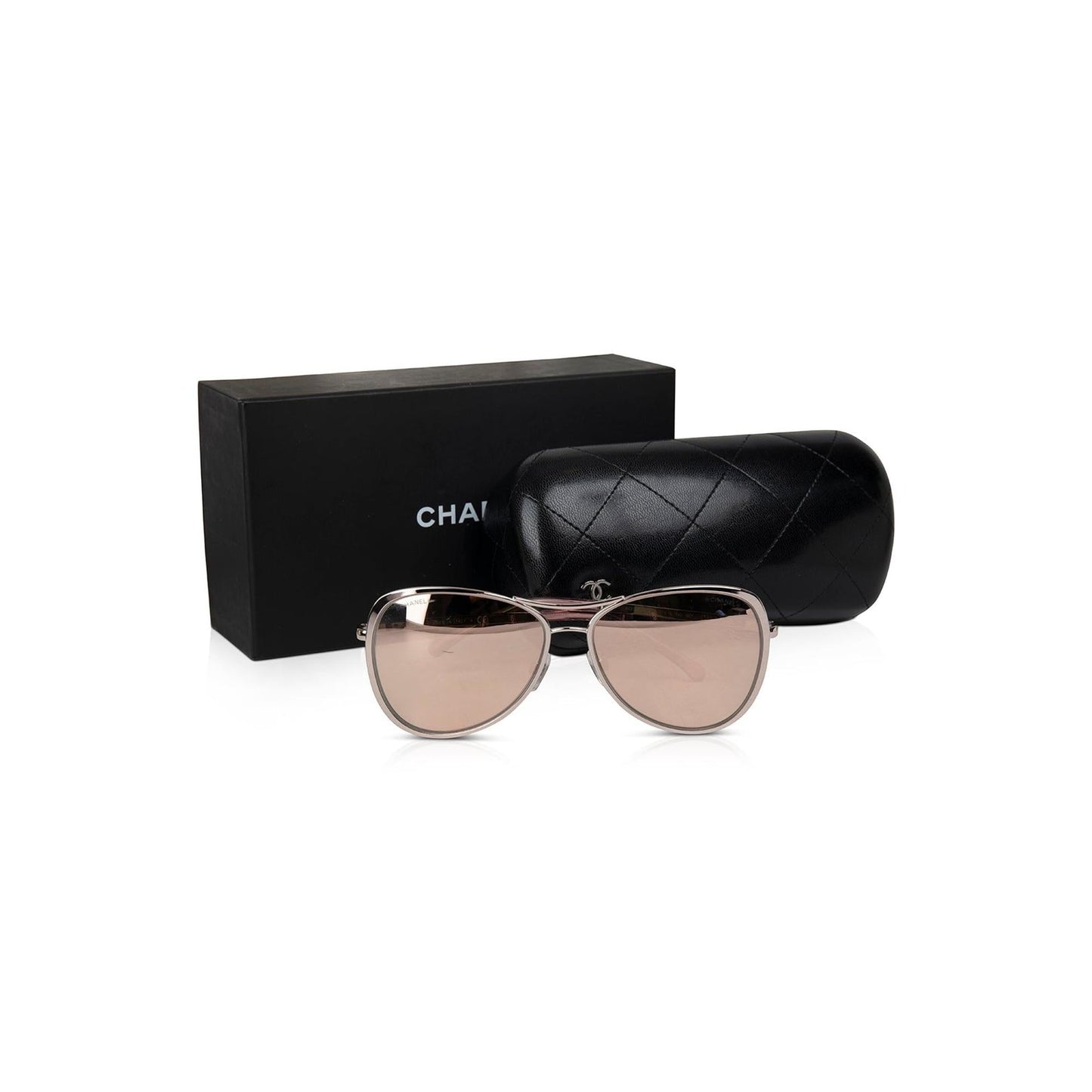 Chanel Pink Mirrored Pilot Sunglasses