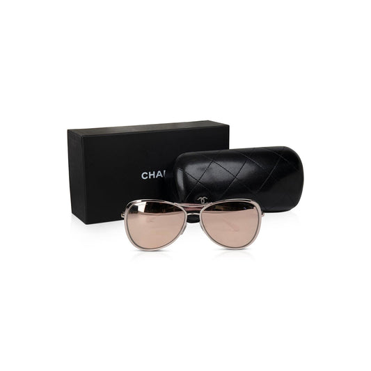 Chanel Pink Mirrored Pilot Sunglasses