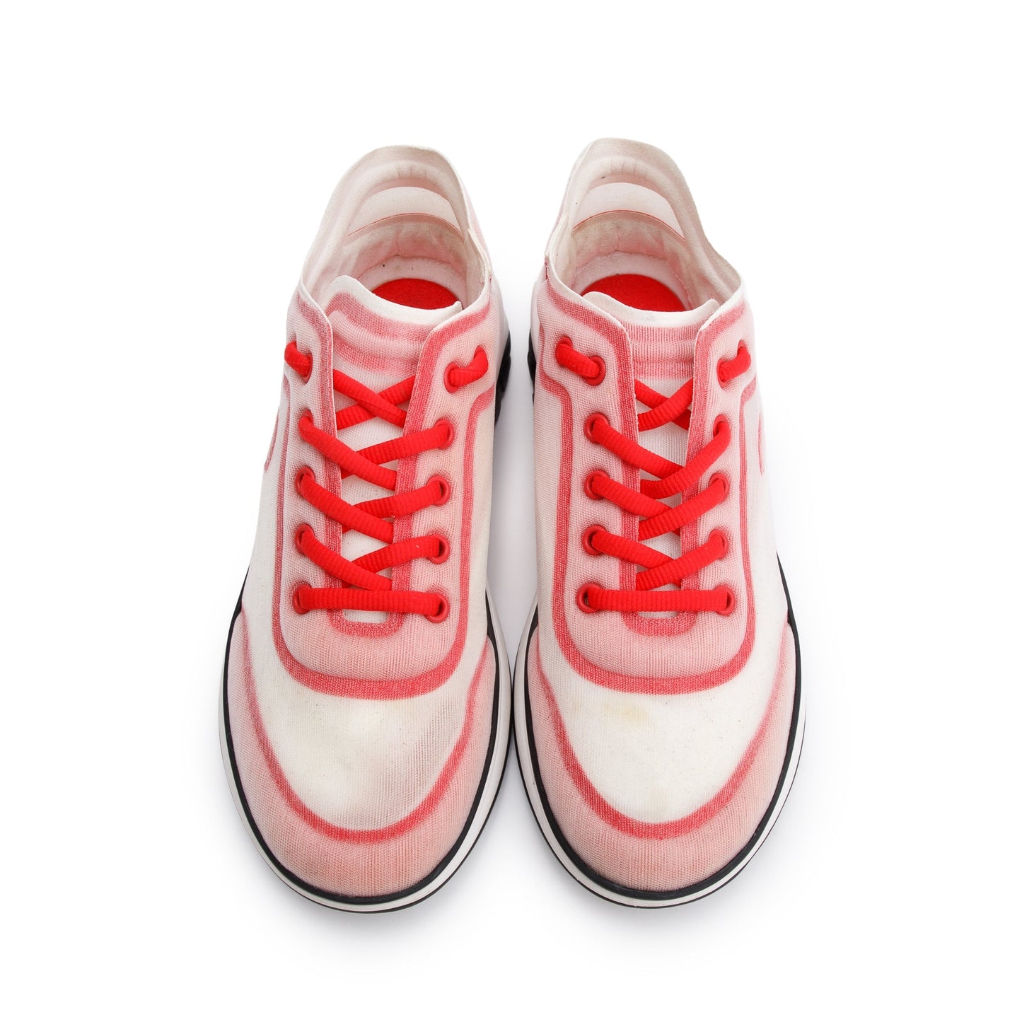 Chanel Pink/White Lycra Fabric CC Logo Sneakers, Size 39