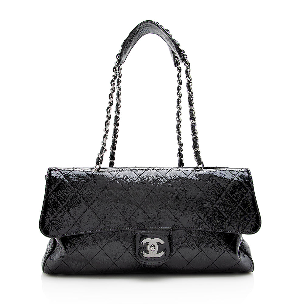Luxury Chanel Quilted Patent Leather Ritz Flap Bag (SHF-17954)