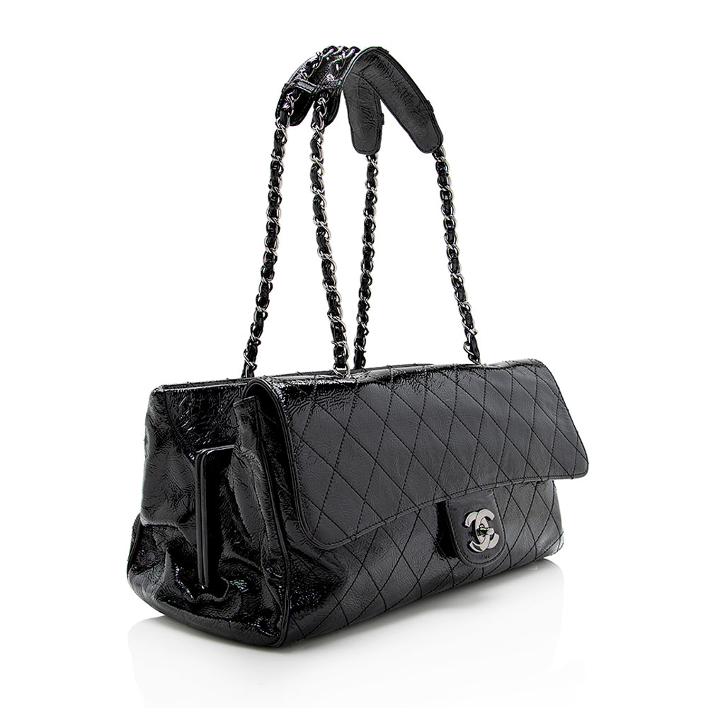 Luxury Chanel Quilted Patent Leather Ritz Flap Bag (SHF-17954)