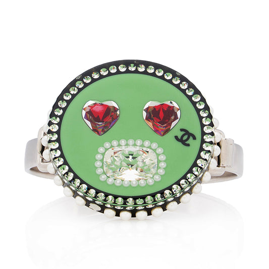 Chanel Resin Crystal Pearl Emoji CC Hinged Bracelet (SHF-U88N9H)