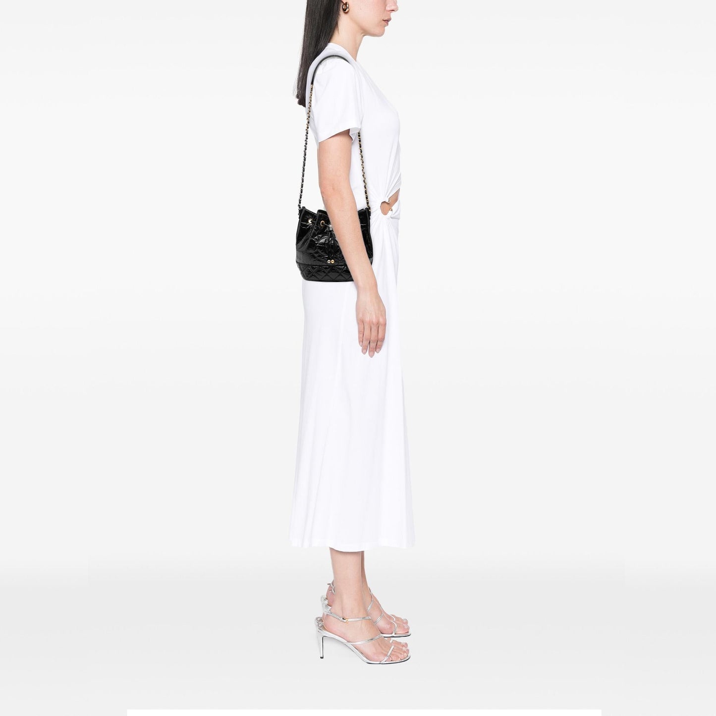 Chanel Shiny Aged Calfskin CC Chain Drawstring Bucket Bag