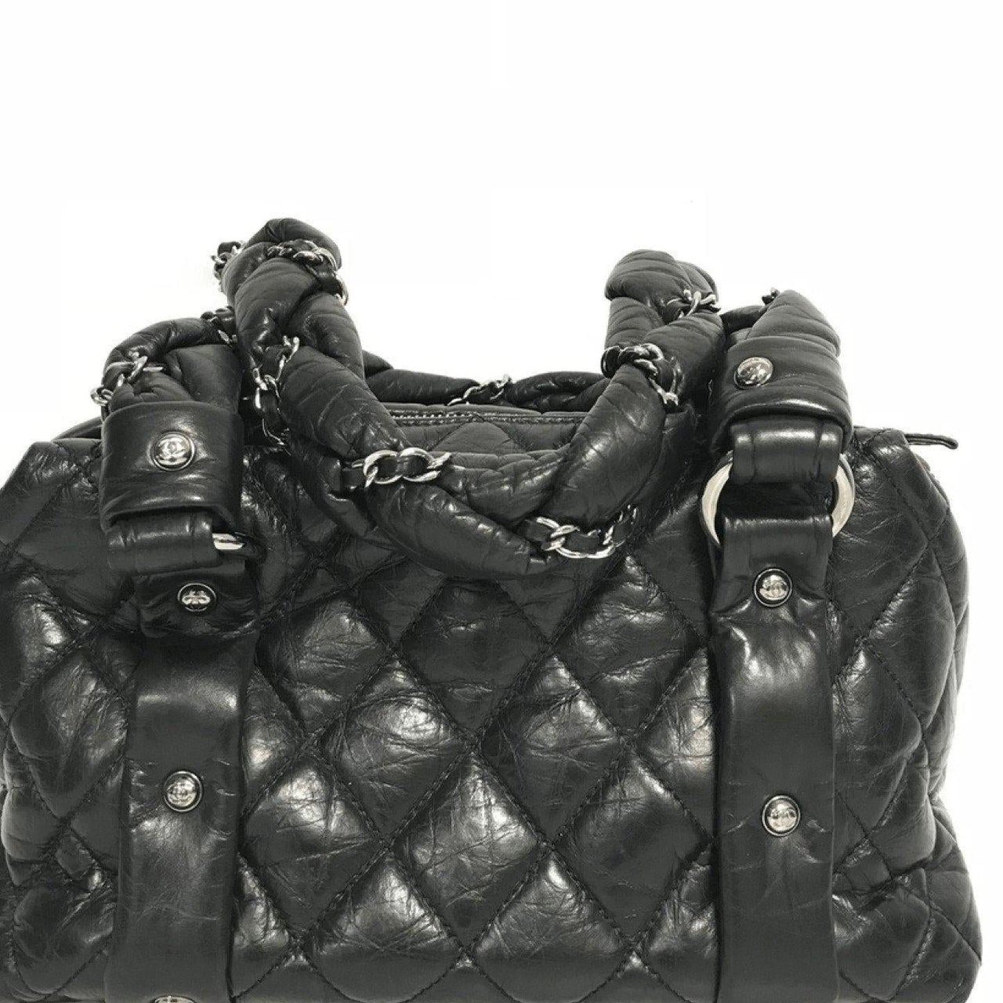 Chanel Small Black Lady Braid Bubble Bowler Handbag
