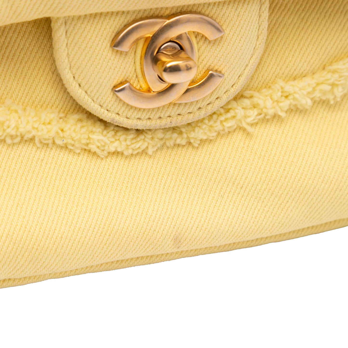 Chanel Small Chevron Denim Fringe Coco Flap