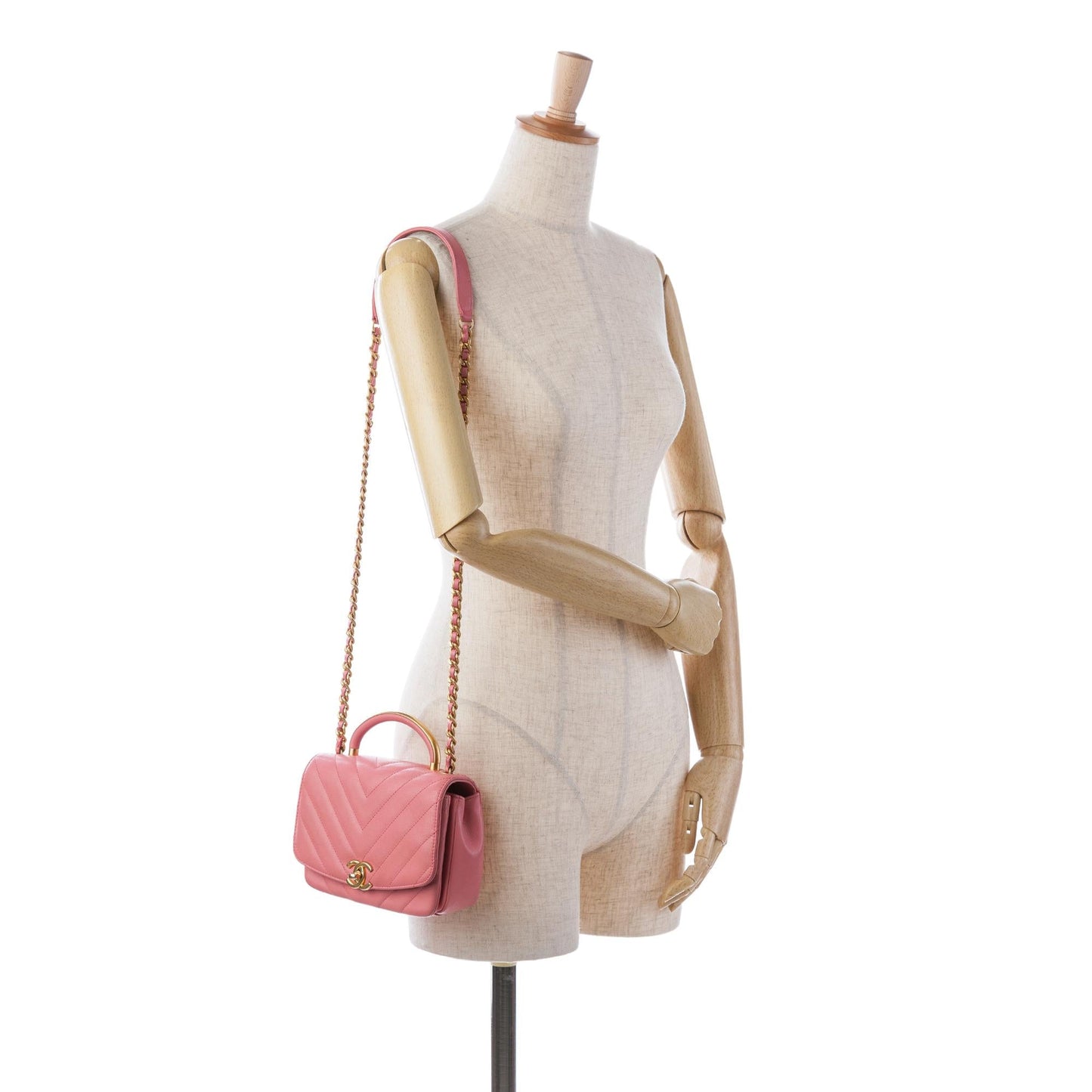 Chanel Small Chevron Lambskin Reversed Round Flap (SHG-tiKa51)