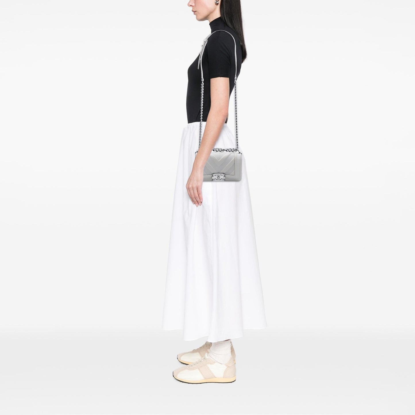 Chanel Small Chevron Stitched Calfskin Boy Flap