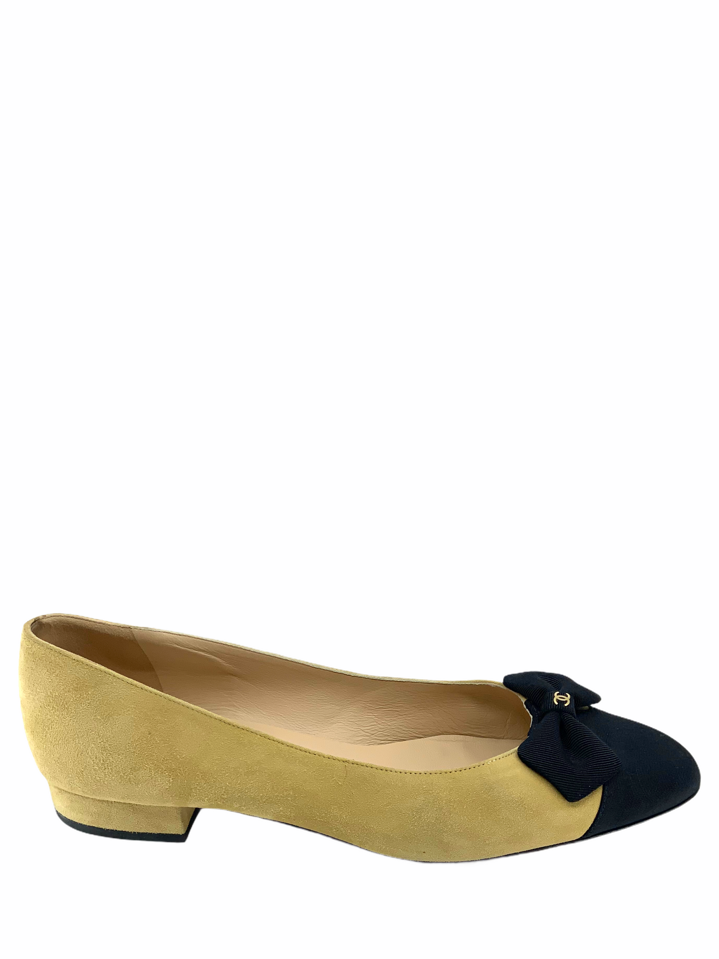 Chanel Suede Grosgrain Bow Cap Toe Pumps Size 9