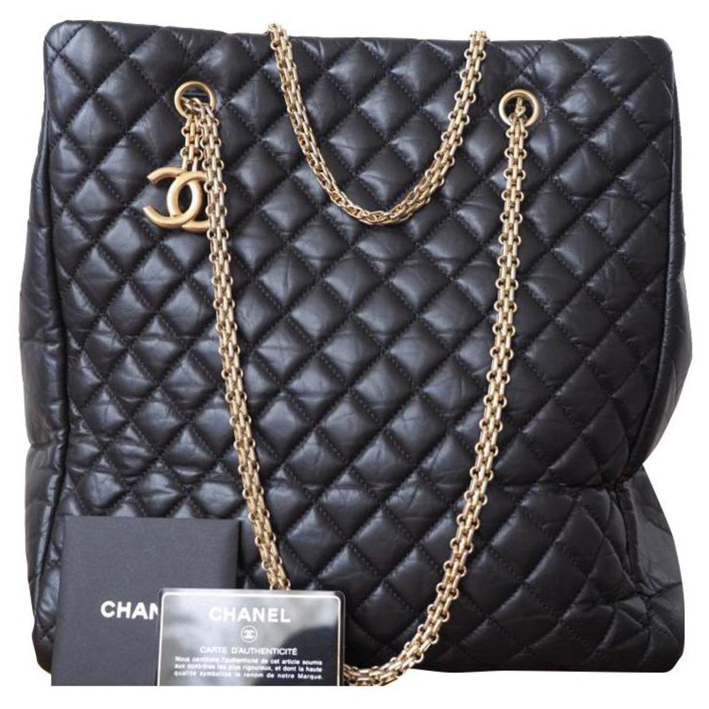 Luxury Chanel Quilted Leather Black Tote