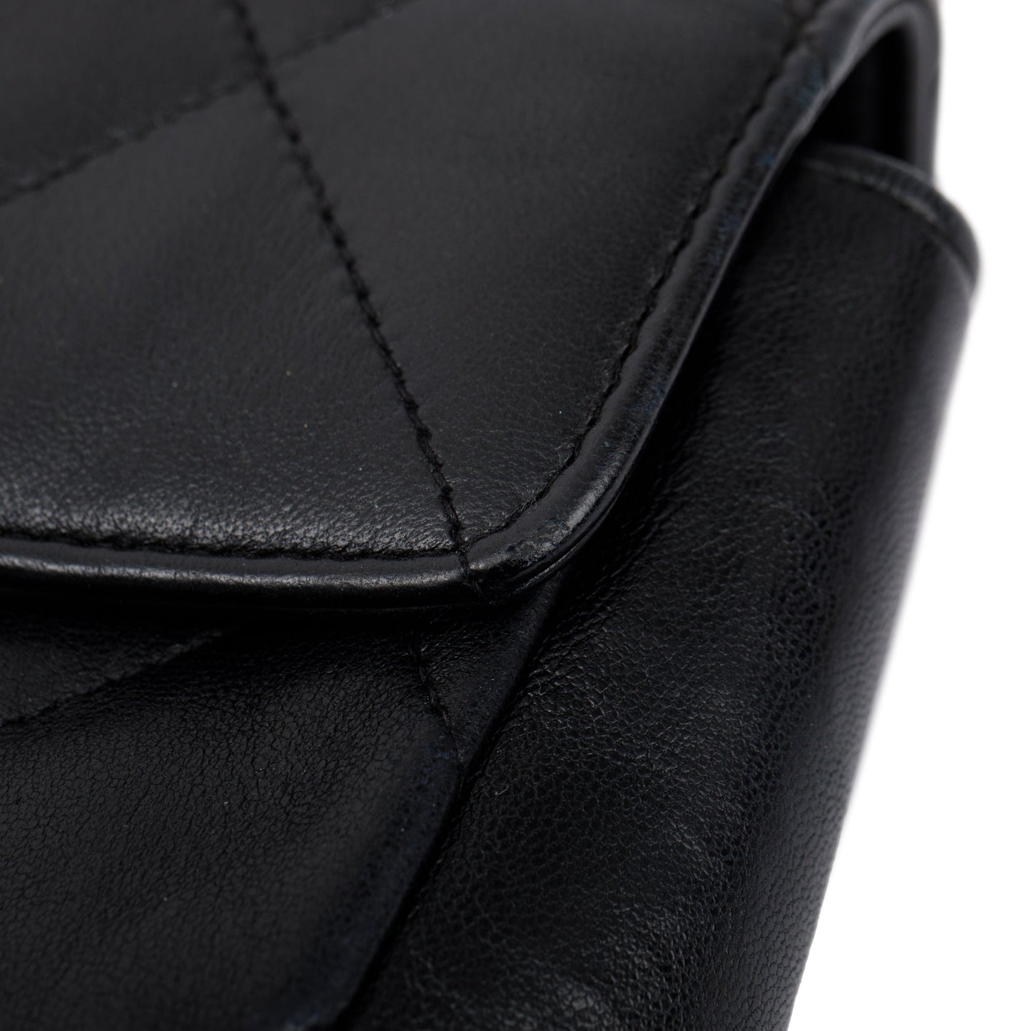 Chanel Vintage Black Quilted Lambskin Leather Vintage CC ID Bracelet Handle Bag
