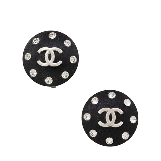 Chanel Vintage Crystal CC Round Clip On Earrings (SHF-PumRsm)