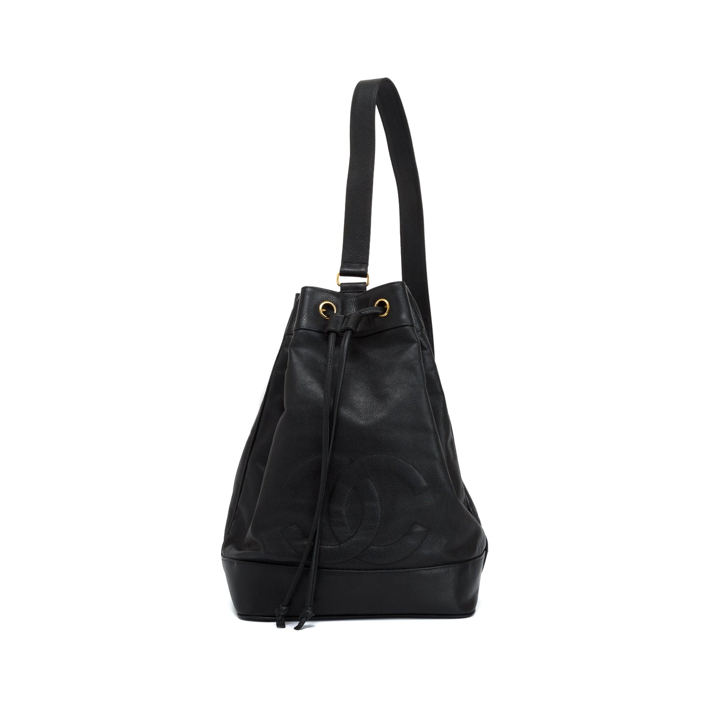 Chanel Vintage Large Caviar Leather Timeless Drawstring Sling Backpack
