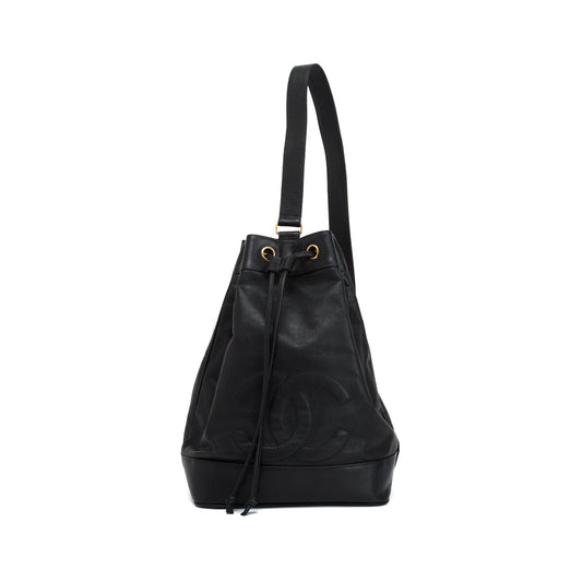 Chanel Vintage Large Caviar Leather Timeless Drawstring Sling Backpack