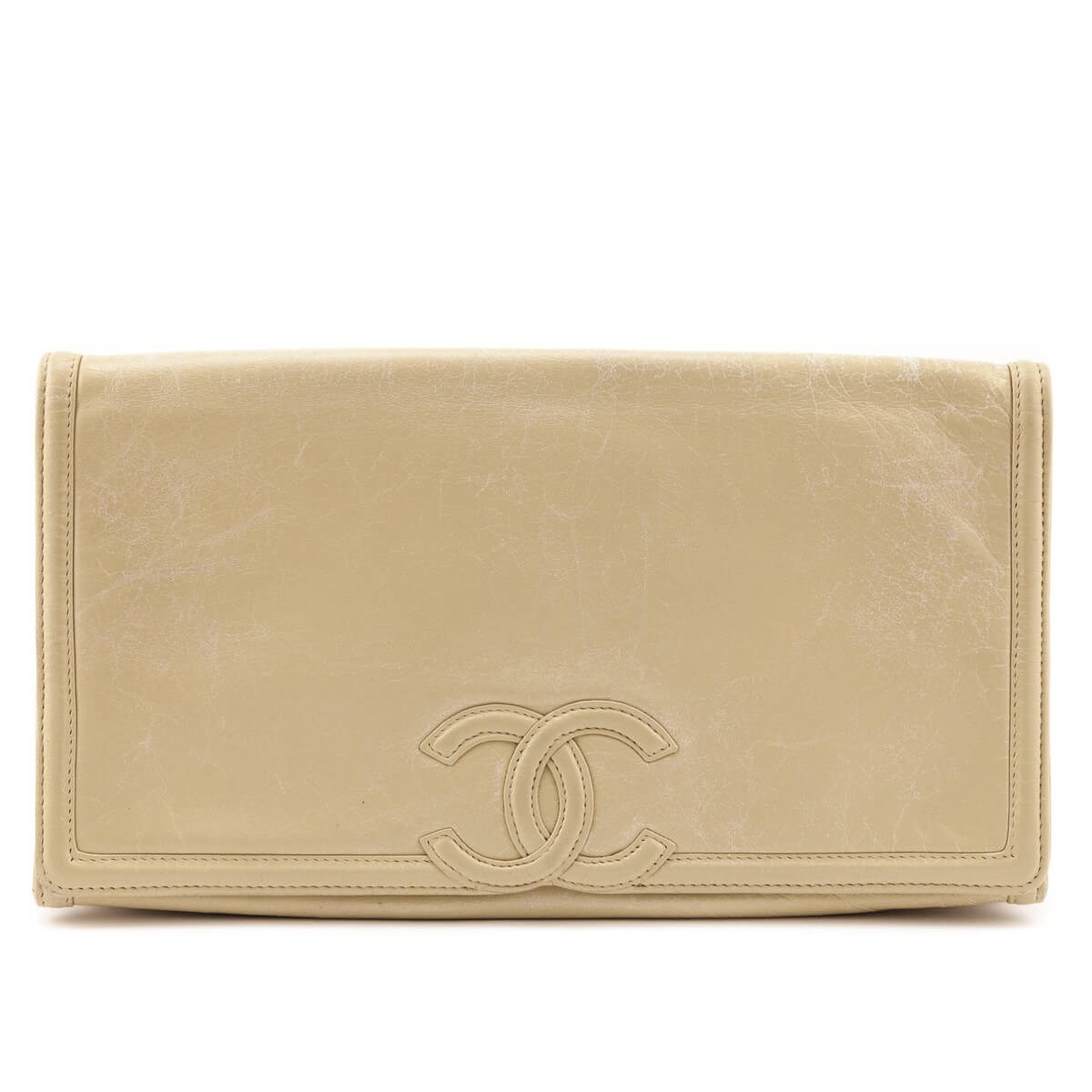 Chanel Beige Lambskin Vintage CC Clutch
