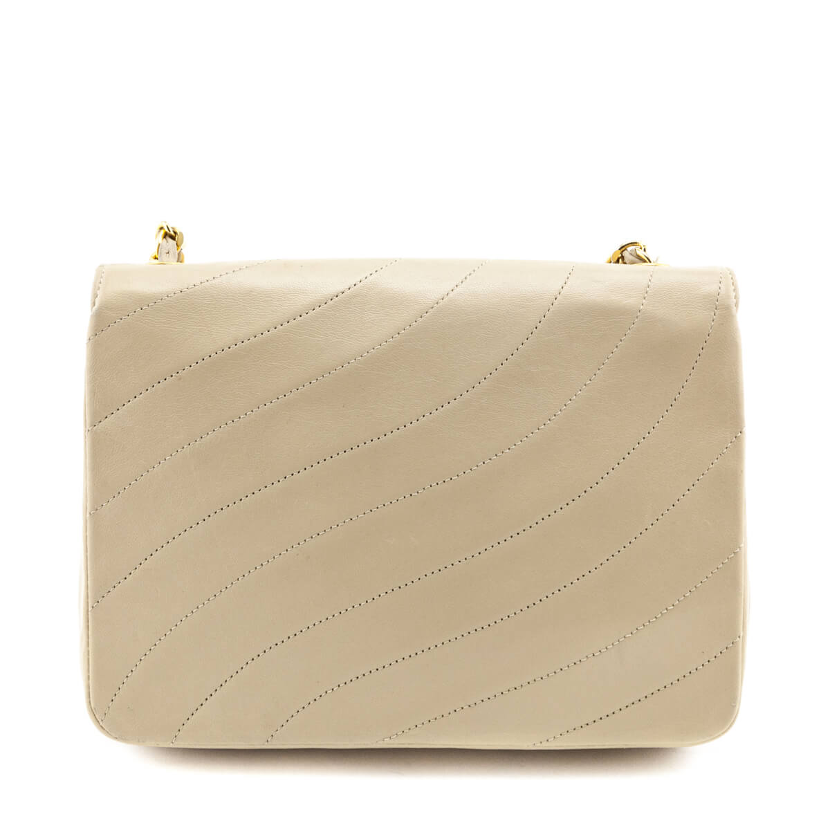 Chanel Beige Spiral Quilted Calfskin Vintage Mini Chain Bag