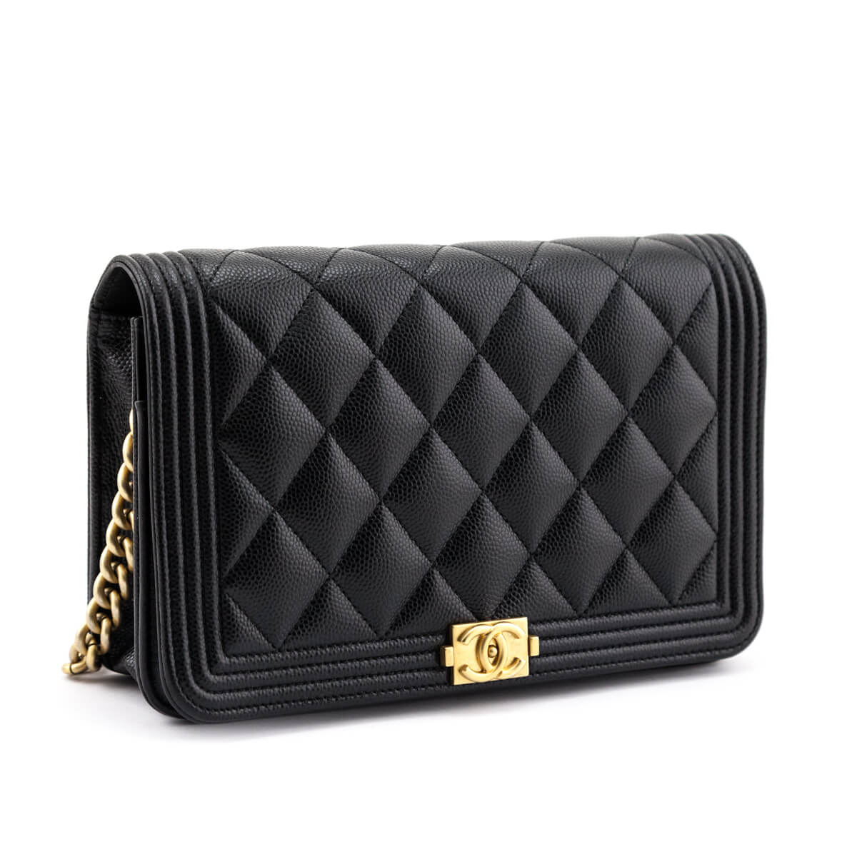 Chanel Black Caviar Boy Wallet on Chain Bag
