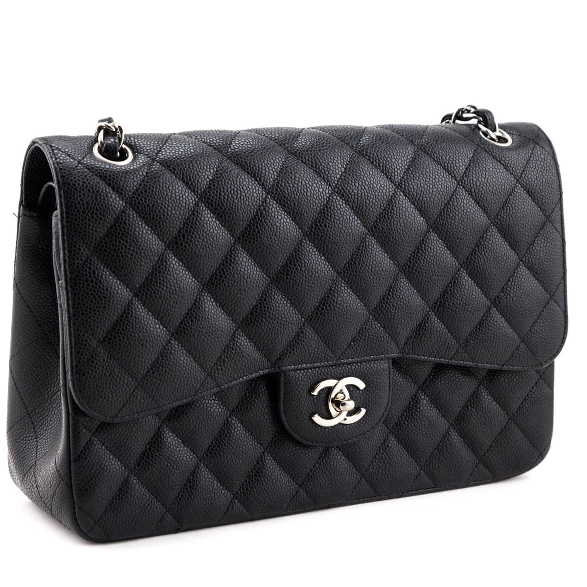 Chanel Black Caviar Jumbo Double Flap Bag