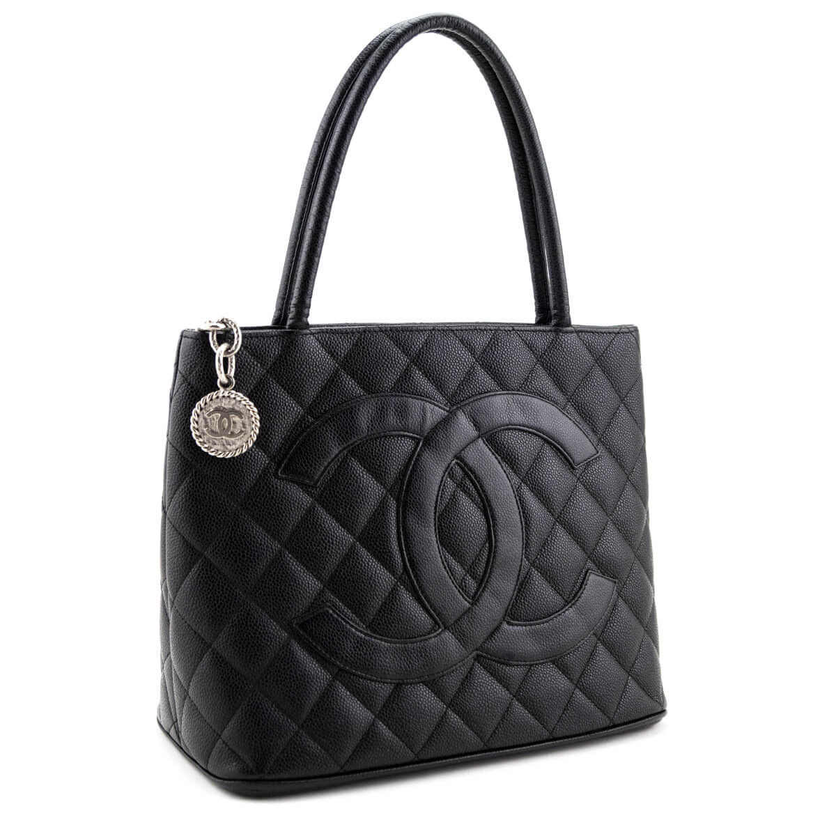 Chanel Black Caviar Vintage Medallion Tote