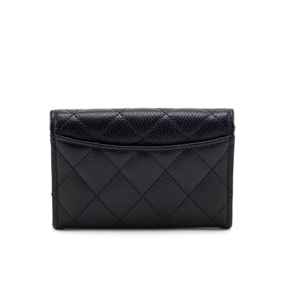 Chanel Black Caviar Quilted Classic Flap Card Holder Wallet