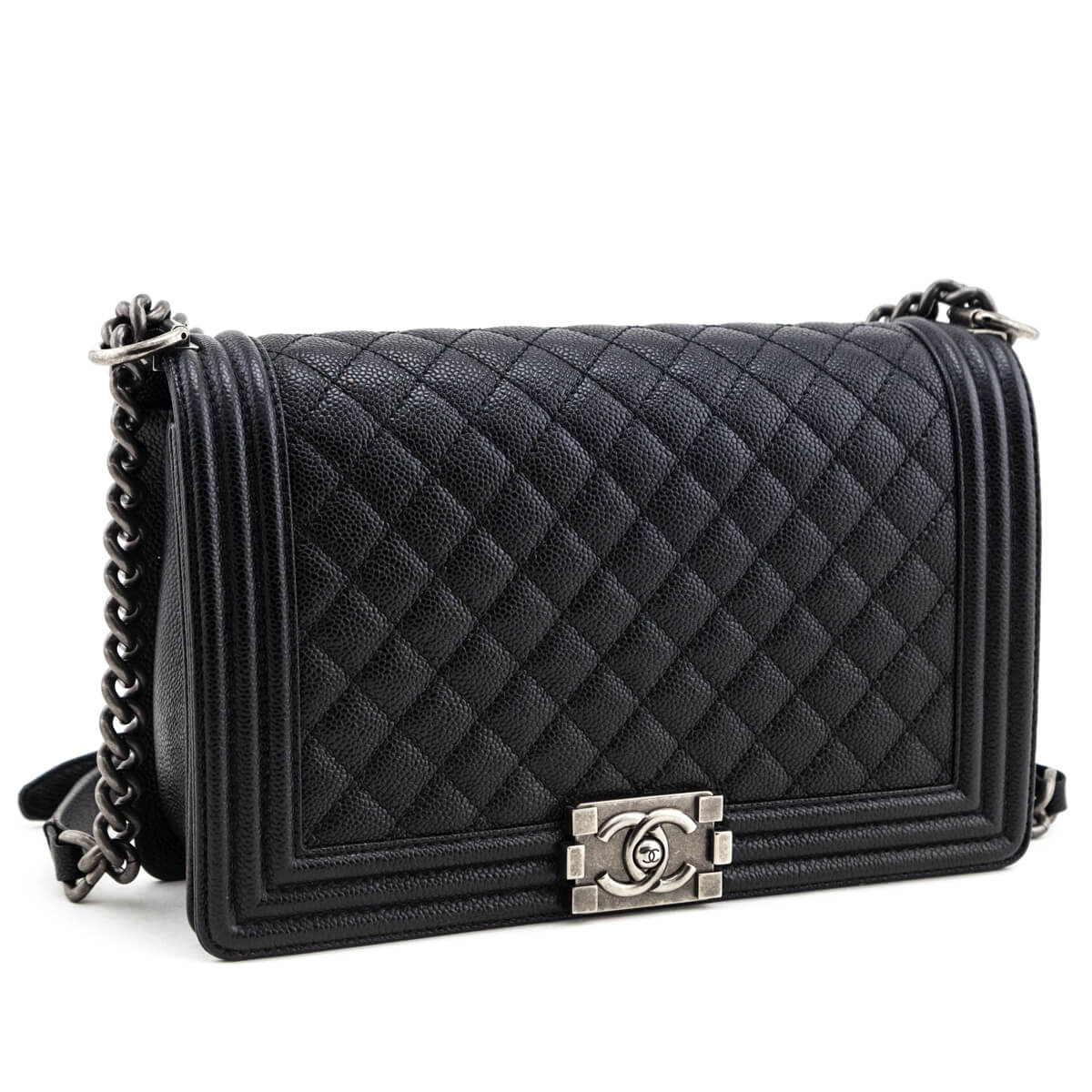 Chanel Black Caviar Quilted New Medium Boy Flap Bag