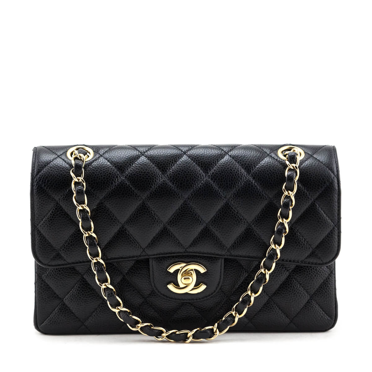 Chanel Black Caviar Quilted Small Double Flap Bag
