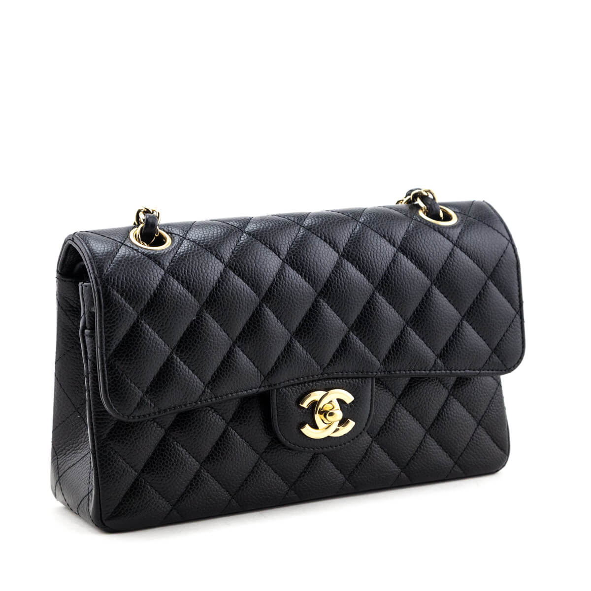 Chanel Black Caviar Quilted Small Double Flap Bag
