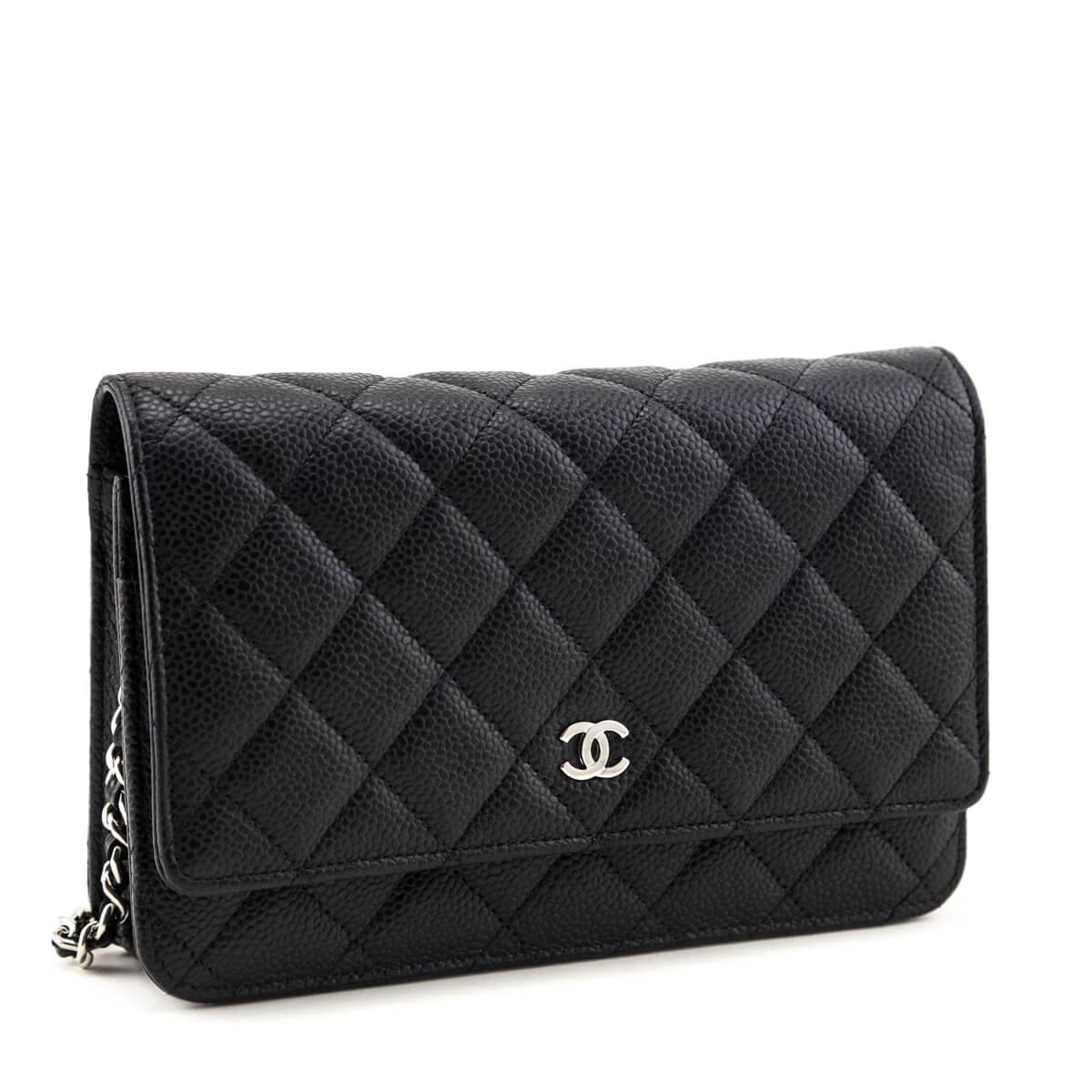 Chanel Black Caviar Quilted Wallet On Chain
