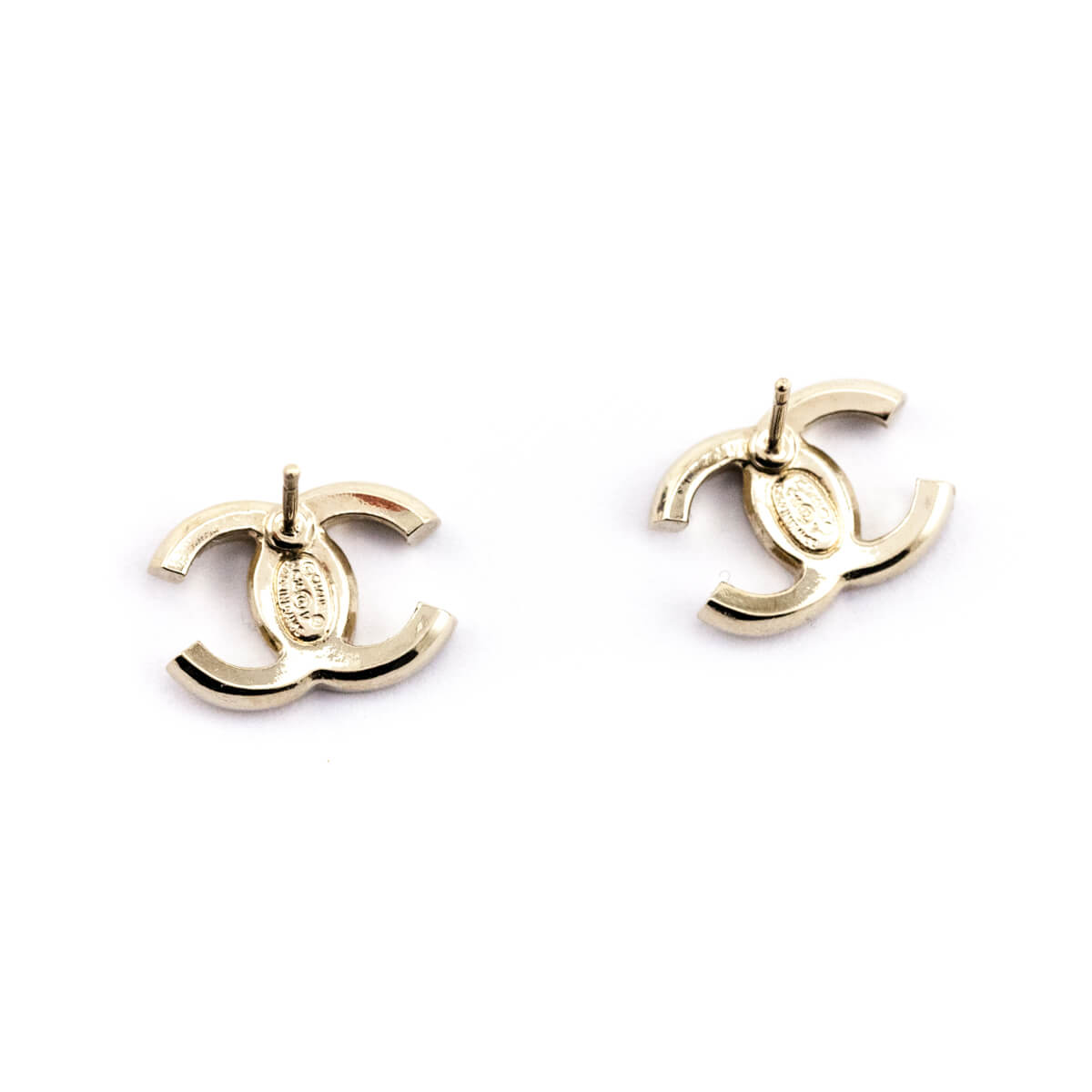 Chanel Black Enamel & Crystal CC Stud Earrings