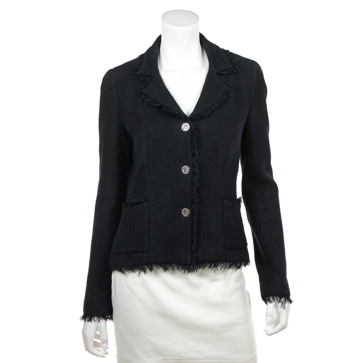 Chanel Black Frayed Vintage Jacket Size S | FR 38