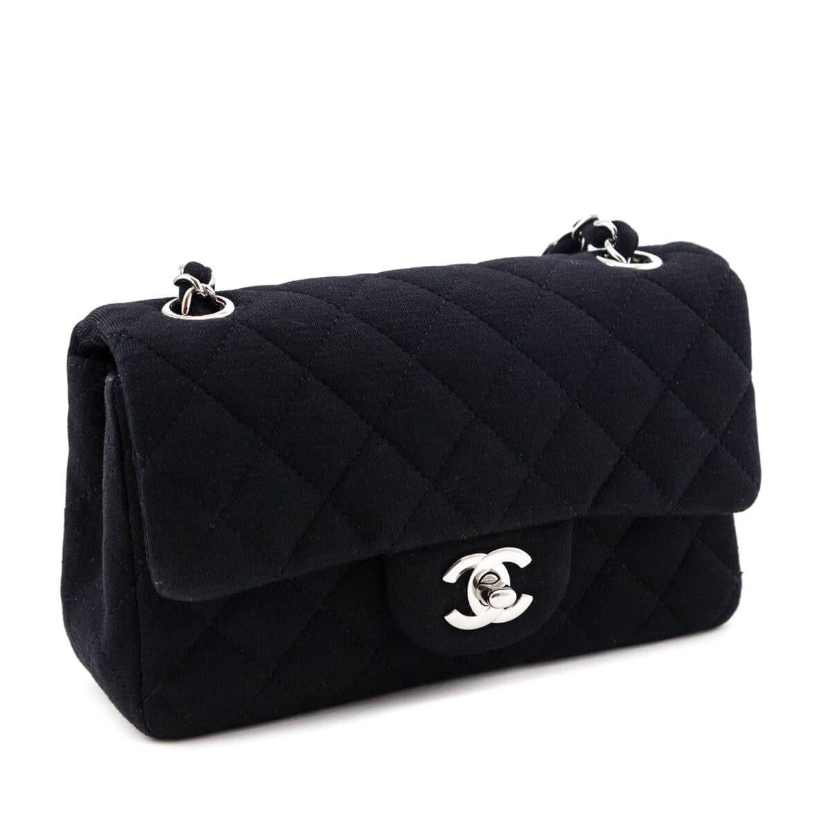 Chanel Black Jersey Mini Rectangular Flap Bag