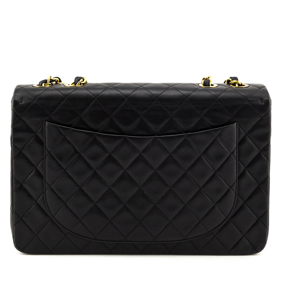 Chanel Black Quilted Lambskin Vintage Jumbo XL Single Flap Bag