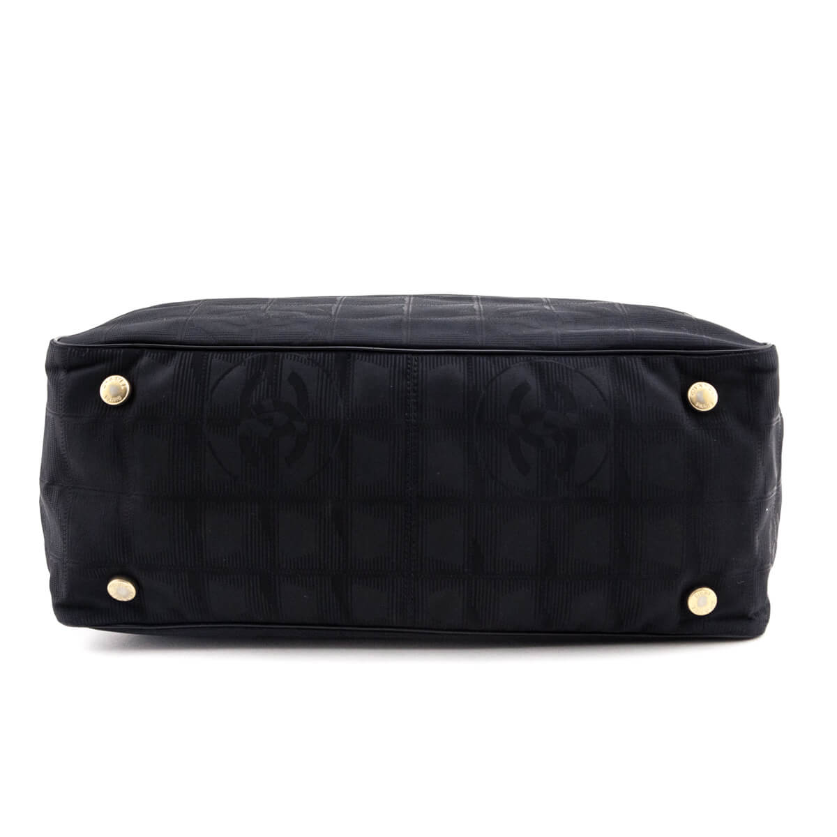 Chanel Black Nylon Logo Jacquard Small Travel Tote