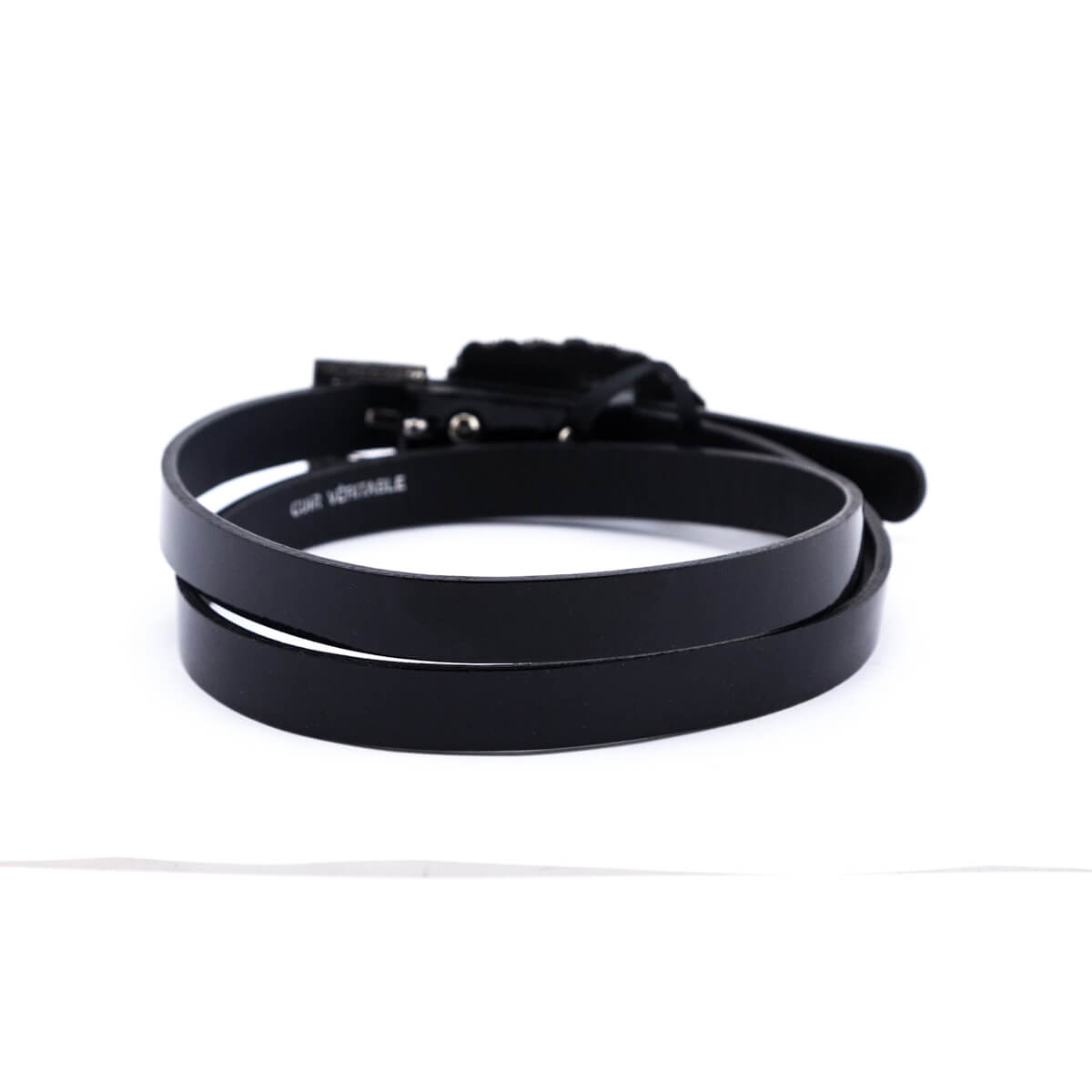 Chanel Black Patent & Strass Skinny Belt Size L