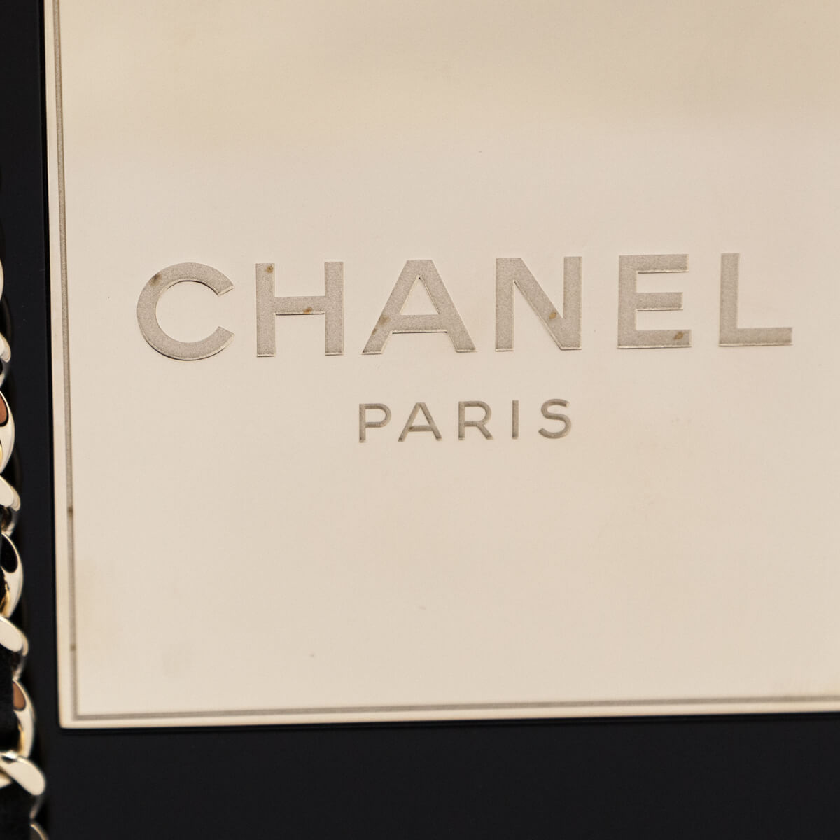 Chanel Black Plexiglass Perfume Bottle Minaudiere